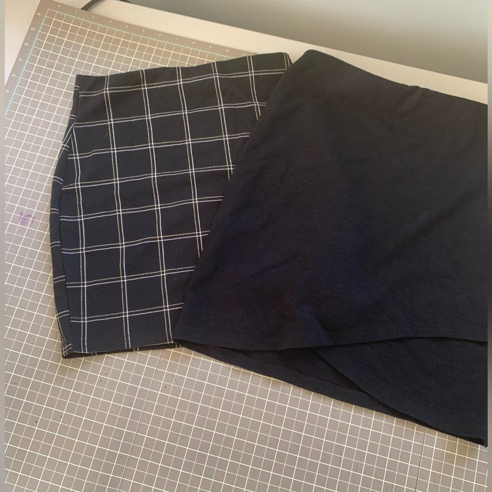 2 skirts for one. Talula black and Prettylittlething black/white/yellow plaid.